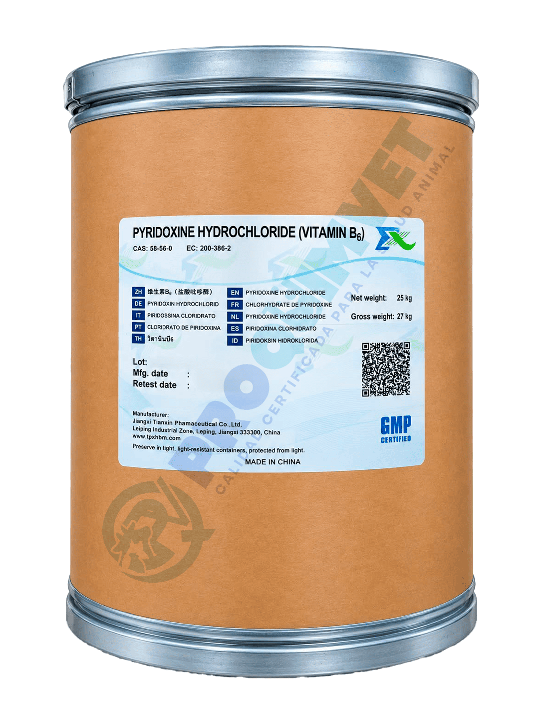 Imagen de VITAMINA B6 (CLORHIDRATO DE PIRIDOXINA)